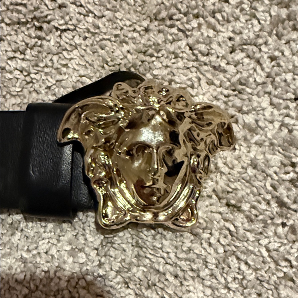 Versace Gold  Medusa Buckle Black Belt